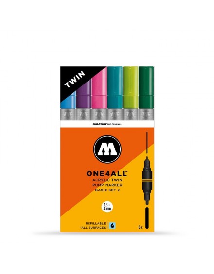 pack 6 rotuladores acrilicos twin marker molotow one4all