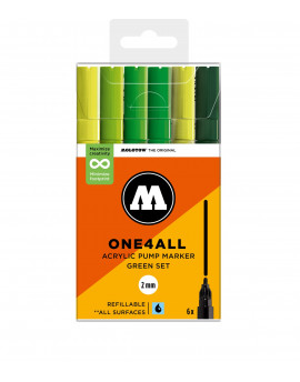Pack 6 rotuladores acrílicos One4all 2mm Green Set