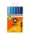 Pack 6 rotuladores acrílicos One4all doble punta 1,5mm-4mm Blue Set